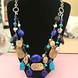 Chico's Blue and Tan Statement Necklace